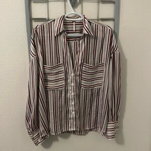 Free People Mad About You Stripe Button Down Blouse